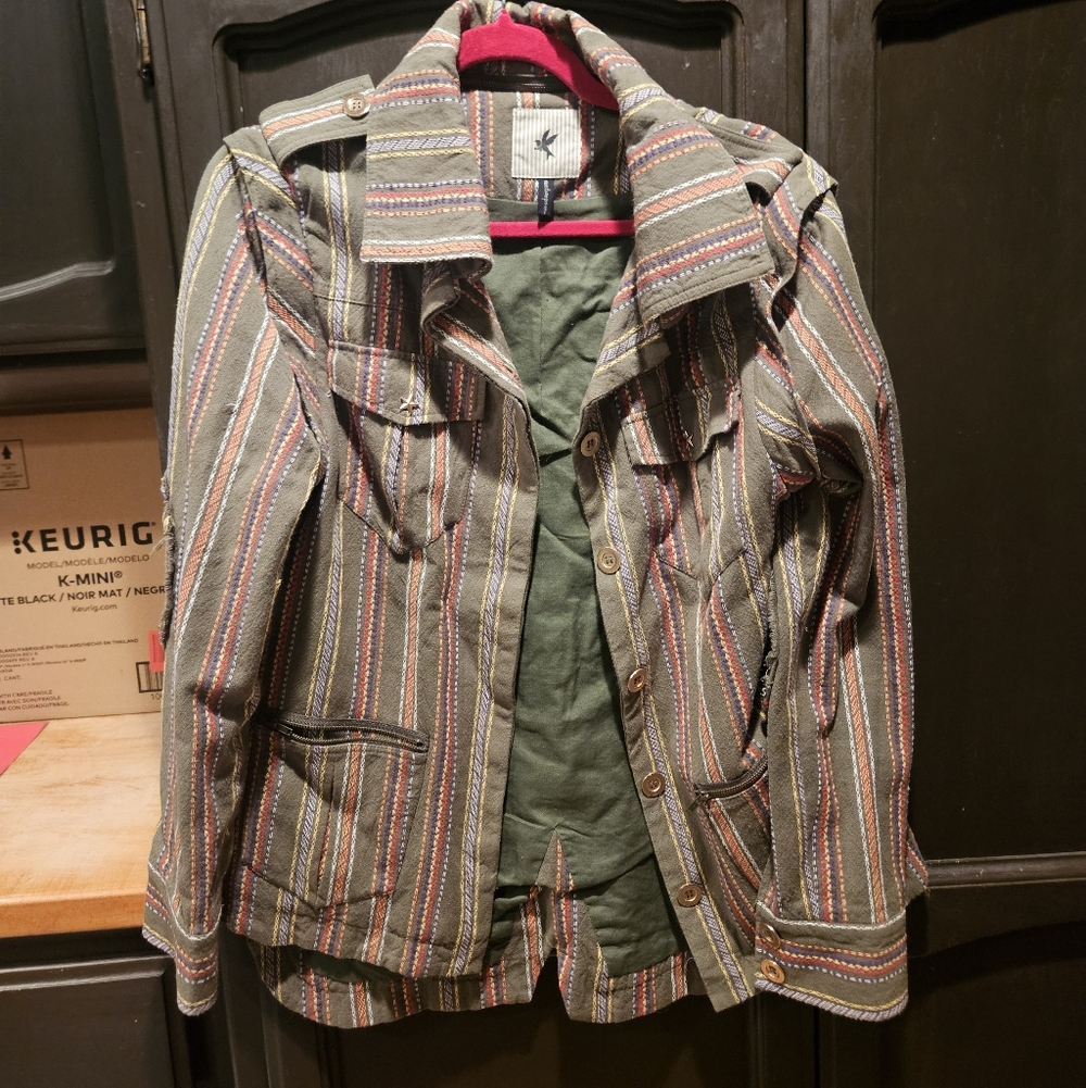 NWOT oneteasoon Military Inspired Jacket Fully Lined, Removable Zip Sleeves